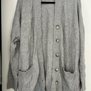 LOFT Gray Cardigan Sweater V-Neck